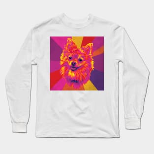 Cute Pomeranian Puppy Dog Sunset Colors Long Sleeve T-Shirt